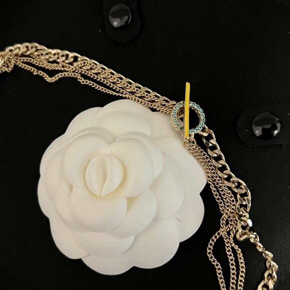 Authentic CHANEL Blue Crystal Pearl Inlaid Colored CCS Necklace - Picture 6 of 6